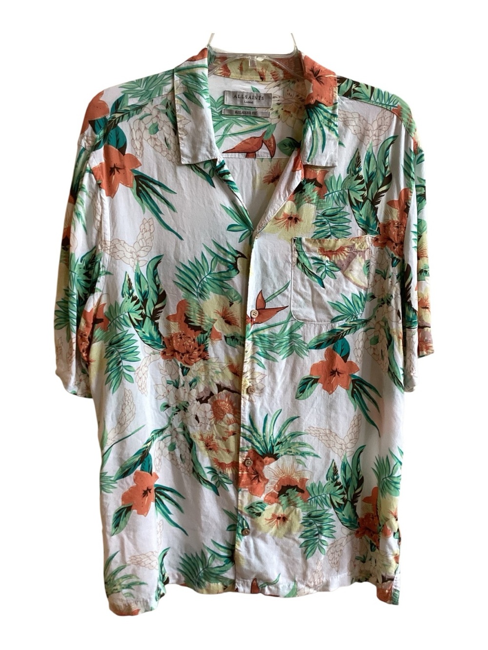 All Saints Calypso Tropical Print Shirt Mens Size L - Picture 2 of 7